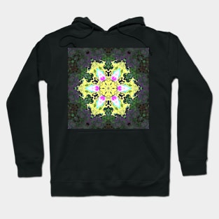 Psychedelic Kaleidoscope Flower Yellow and Pink Hoodie